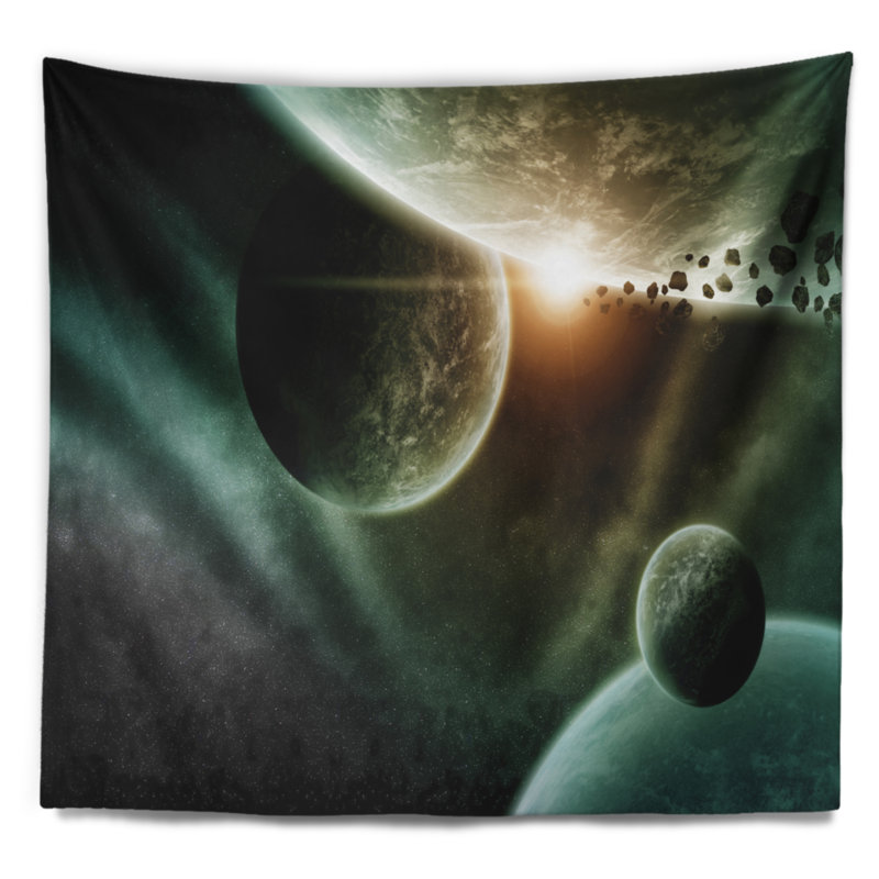 Space planet illustration tapisserie, H 32 po x l 39 po