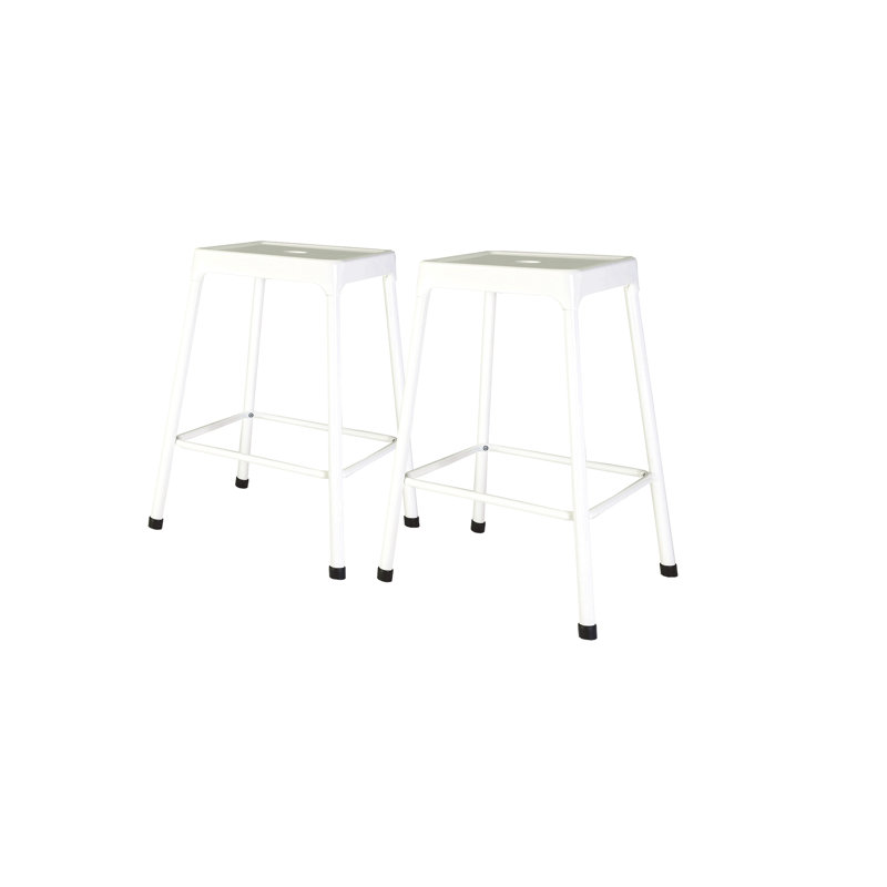 Tabouret de comptoir en métal thermolaqué blanc, ensemble de 2