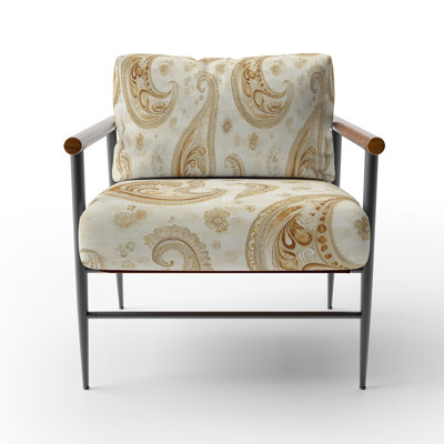 Chaise d'appoint moderne - fauteuil à motif floral cachemire beige