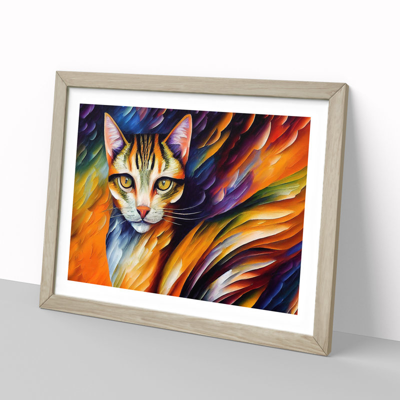 Cat Painting Vol.6 Abstract - Framed Print, 46cm H x 64cm W x 2cm D, Oak
