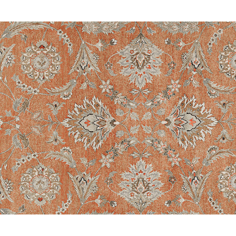 Hand Knotted Wool Area Rug in Rust And Ivory
