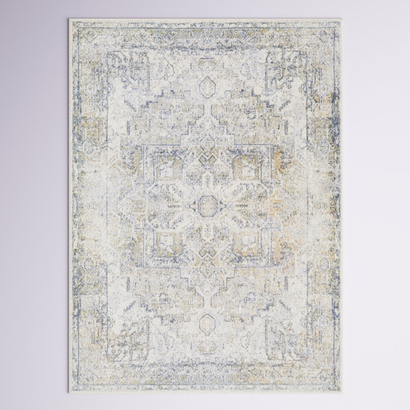 Tapis bleu / ivoire Weldon, Rectangle 6 pi 7 po x 9 pi