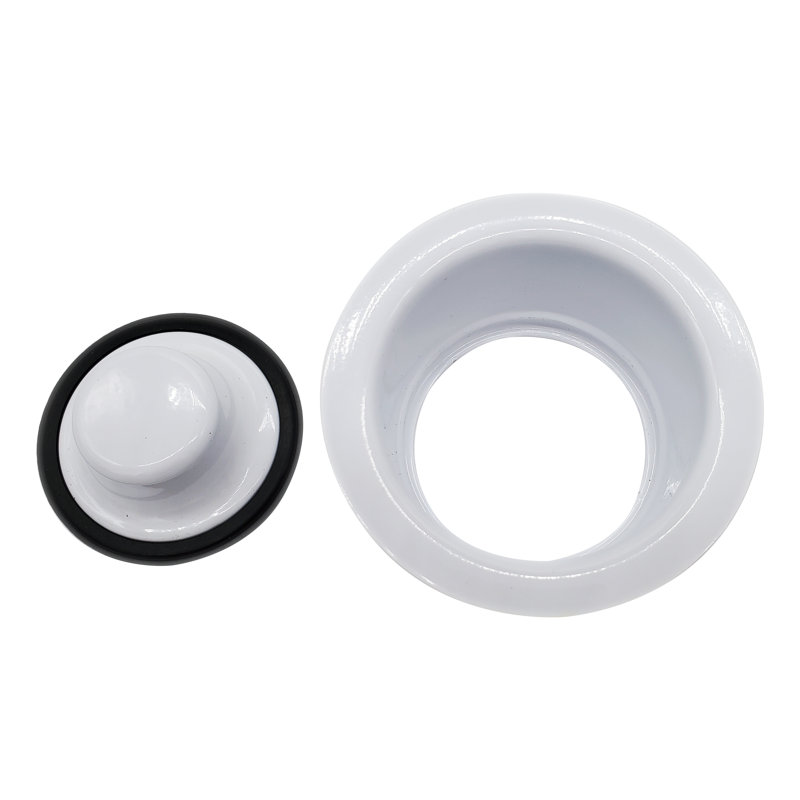 Bride et bouchon d'évacuation de cuisine 3-1 / 2 "à col extra profond, Blanc thermolaqué