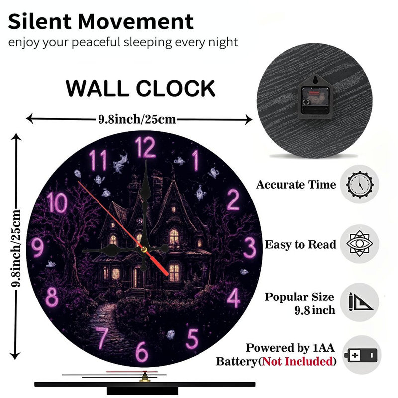 Horloge hantée avec manoir et fantômes