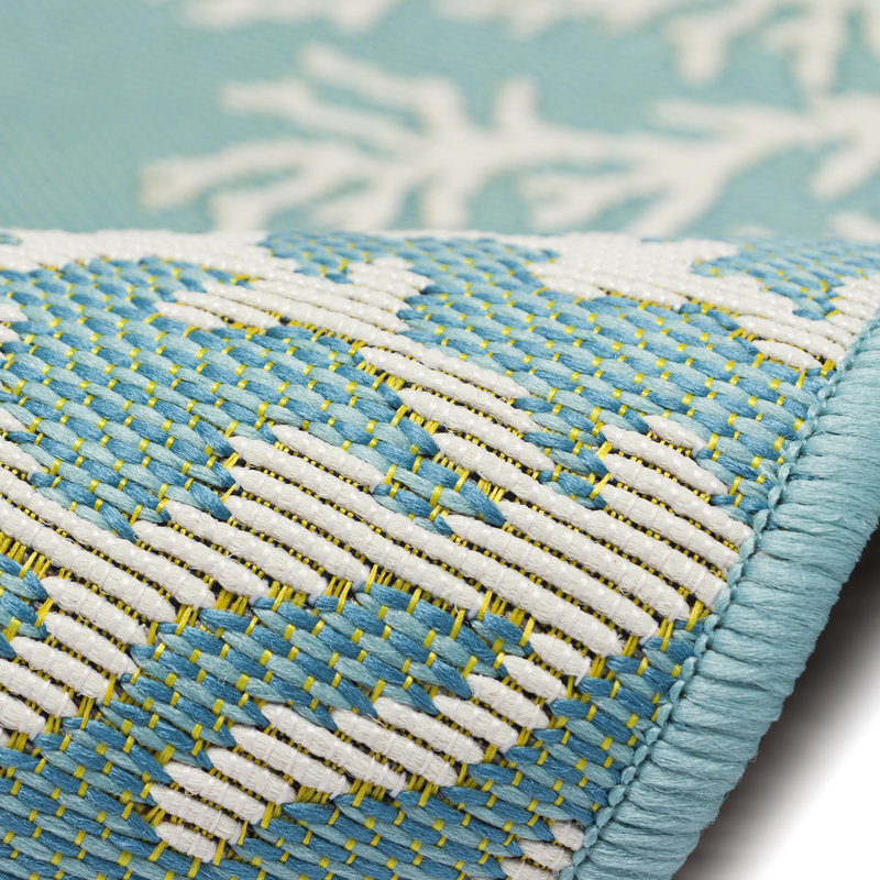 Thomasina No Pattern And Not Solid Color Synthetic Non-Skid Kitchen Mat, Aqua, Runner 1'11" x 4'11"