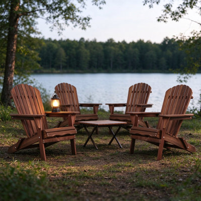 Ensemble de 4 chaises Adirondack pliantes en bois de cèdre - sièges de patio pour le jardin, la terrasse, la pelouse et la cour, partiellement pré-assemblés, meubles en cèdre durables et confortables