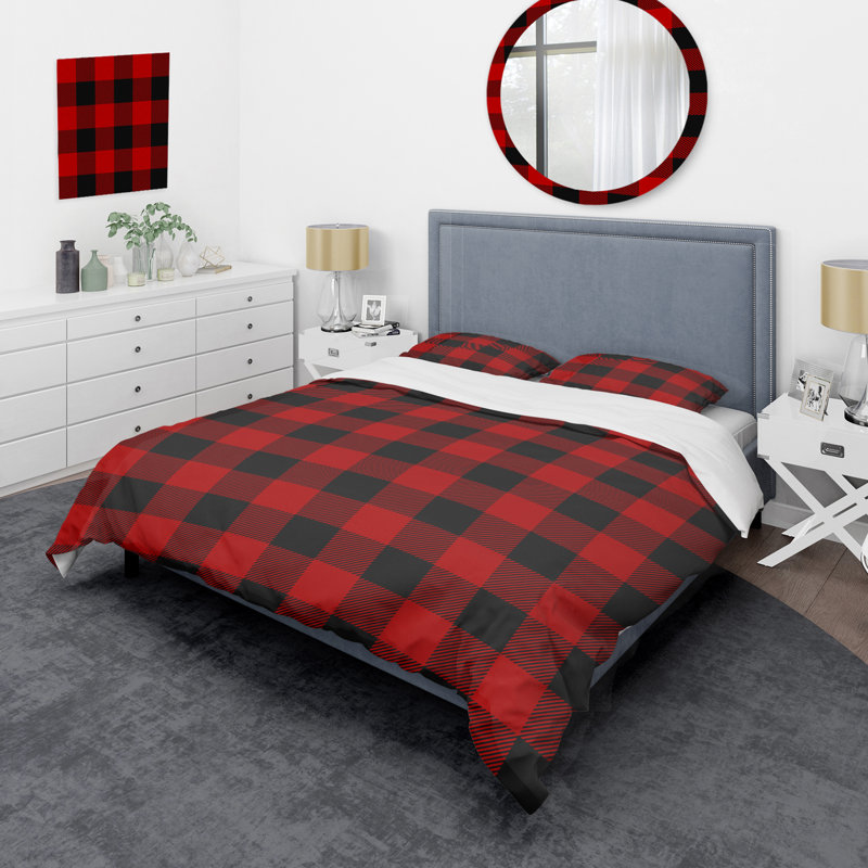 Black/Red Microfiber 3 Piece Duvet Cover Set, Twin Duvet Cover + 1 Standard Sham