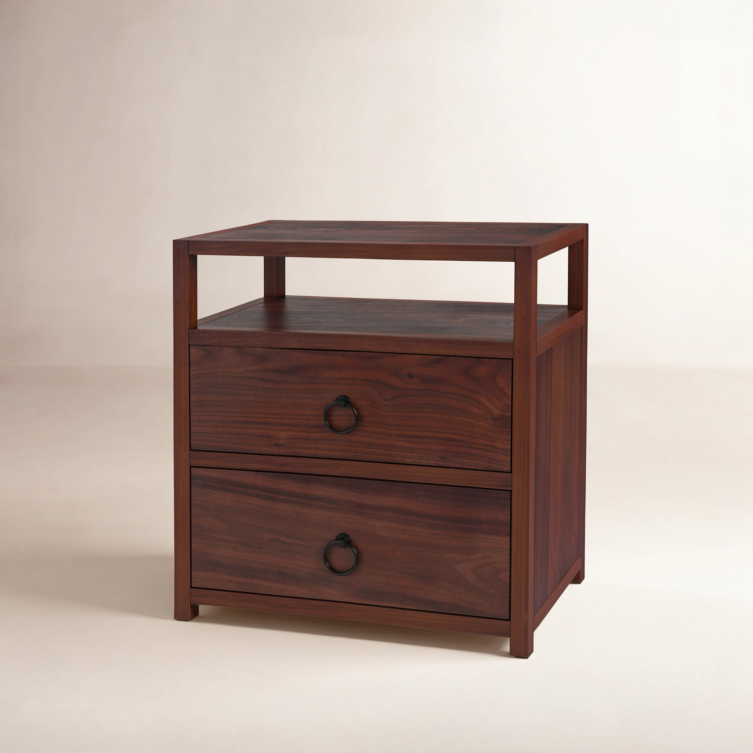 Elin 2-Drawer Acacia Nightstand, Brown