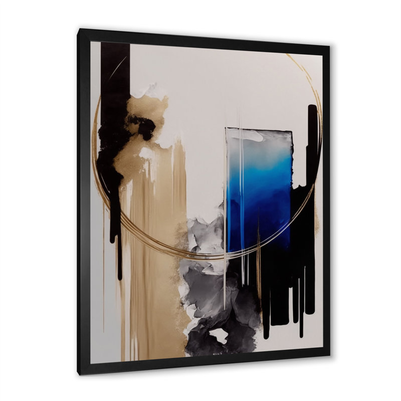 «Blue Minimalist Abstract II», peinture sur toile, Impression noire sur toile encadrée, H 32 po x l 16 po x P 1 po