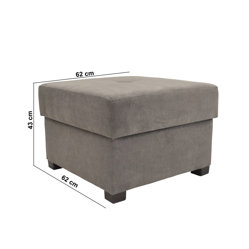 62cm Wide Tufted Square No Pattern Footstool Ottoman with Storage, Graphite