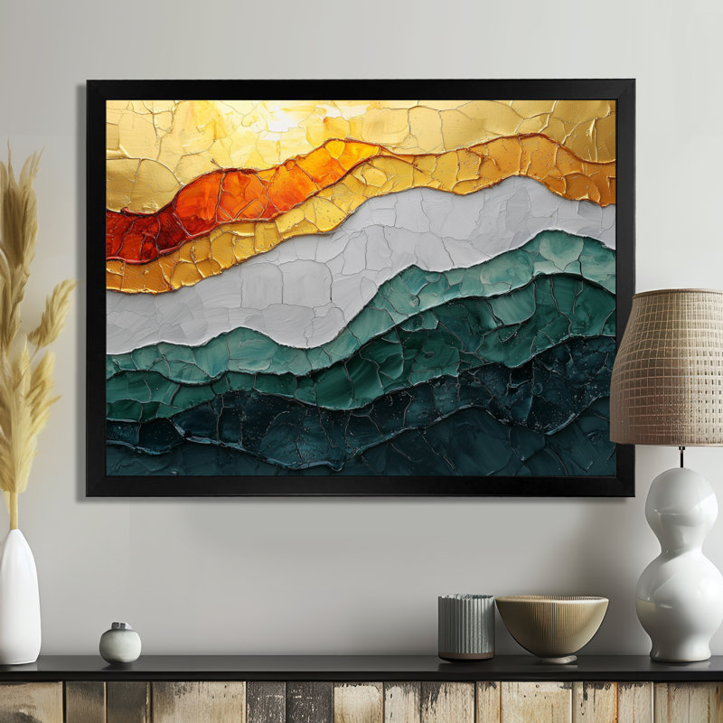 Emerald Drift of Transitional Passage Of Time I - Art mural moderne transitionnel abstrait, H 16 po x l 32 po, Noir