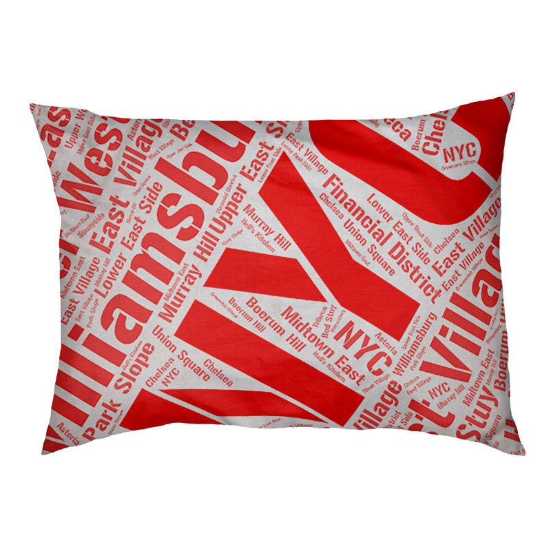 Coussin de chien « districts », Moyen (H 9,5 po x l 28 po x P 18 po), Rouge, New York