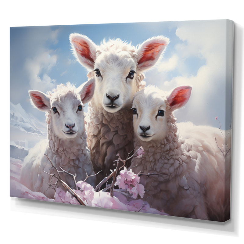 «White Pink White White Sheep Ethereal Guardians II», reproduction sur toile, 16" H x 32" W, Toile tendue