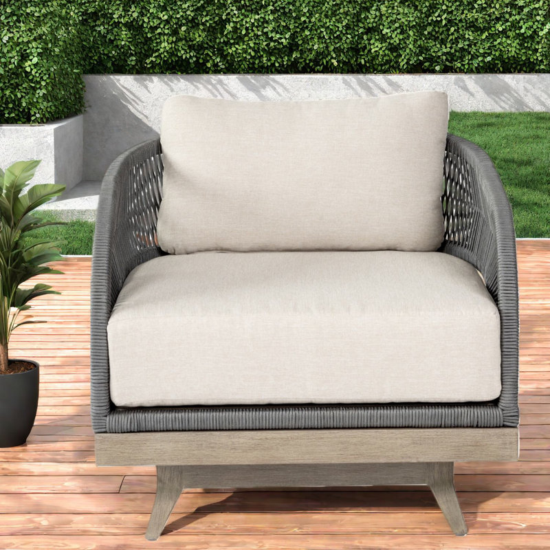 Canapés de patio pivotants confortables, bois d'eucalyptus, détente extérieure moderne