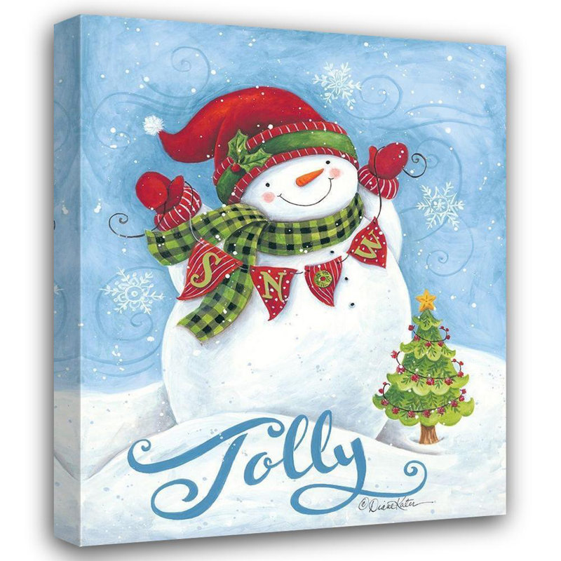 «The Holiday Aisle® Kater, Diane», art sur toile tendue avec châssis: Jolly Snowman, H 18 po x l 15 po