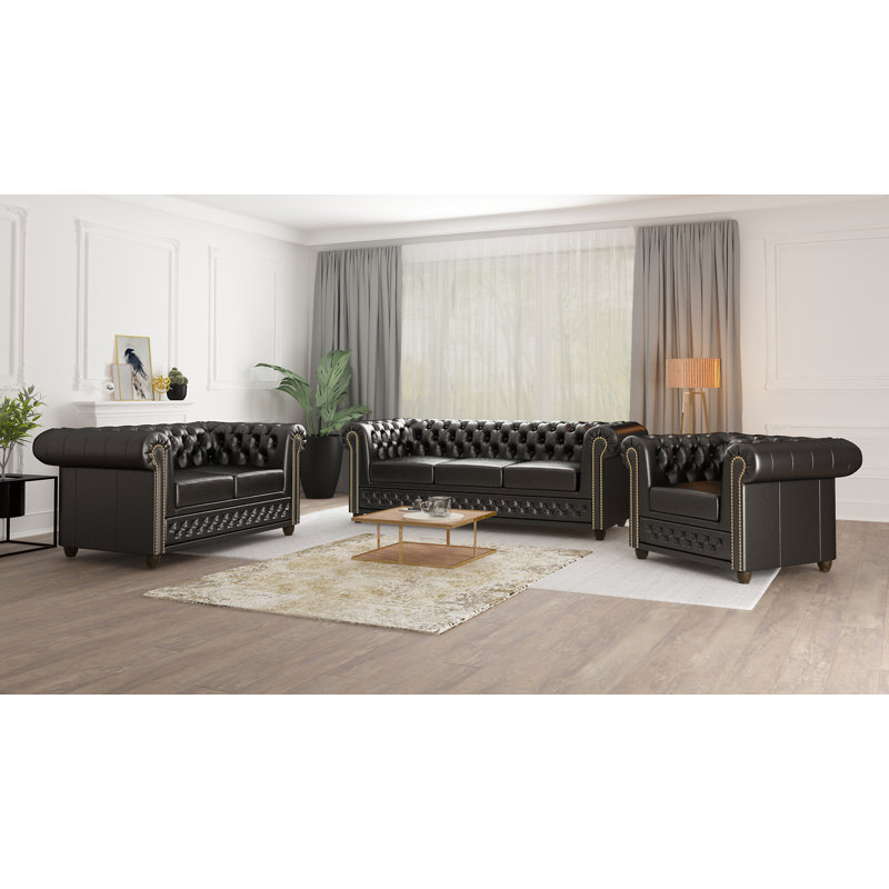 Chesterfield  Sofa Set 3+2+1, Black