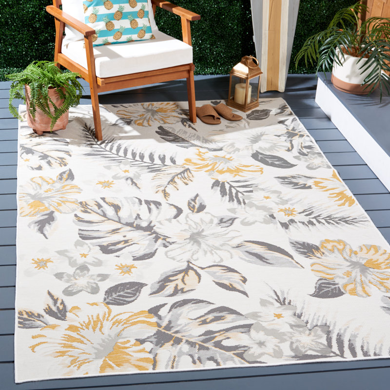 Tapis d'intérieur / extérieur floral Gardenar Sunrise Performance, Rectangle 5 pi 3 po x 7 pi 7 po