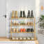 Bamboo Folding Shoe Rack 4 Tier 16 Pairs Hallway Storage Rack No Installation