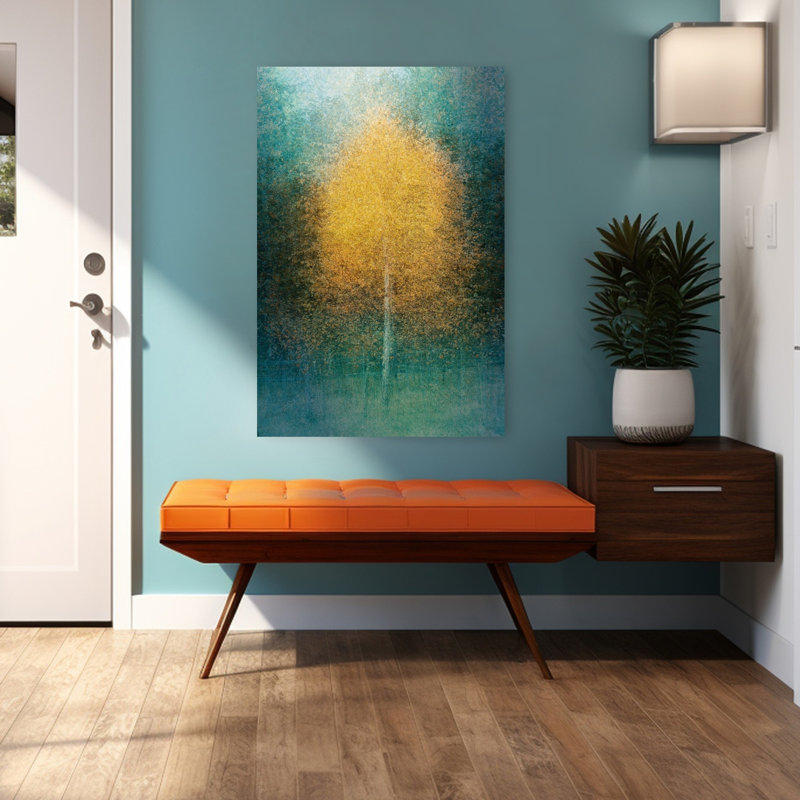 Art contemporain contemporain, forêt d'automne, H 48 po x l 32 po