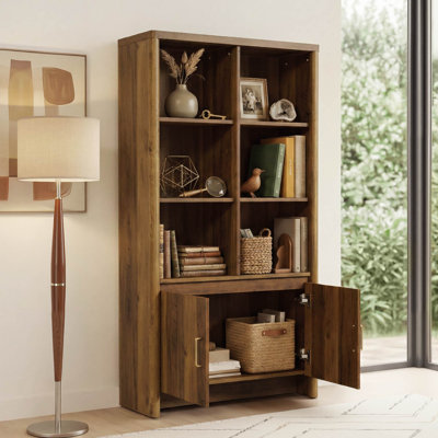 59.3" Tall Bookshelf With Storage Cabinet