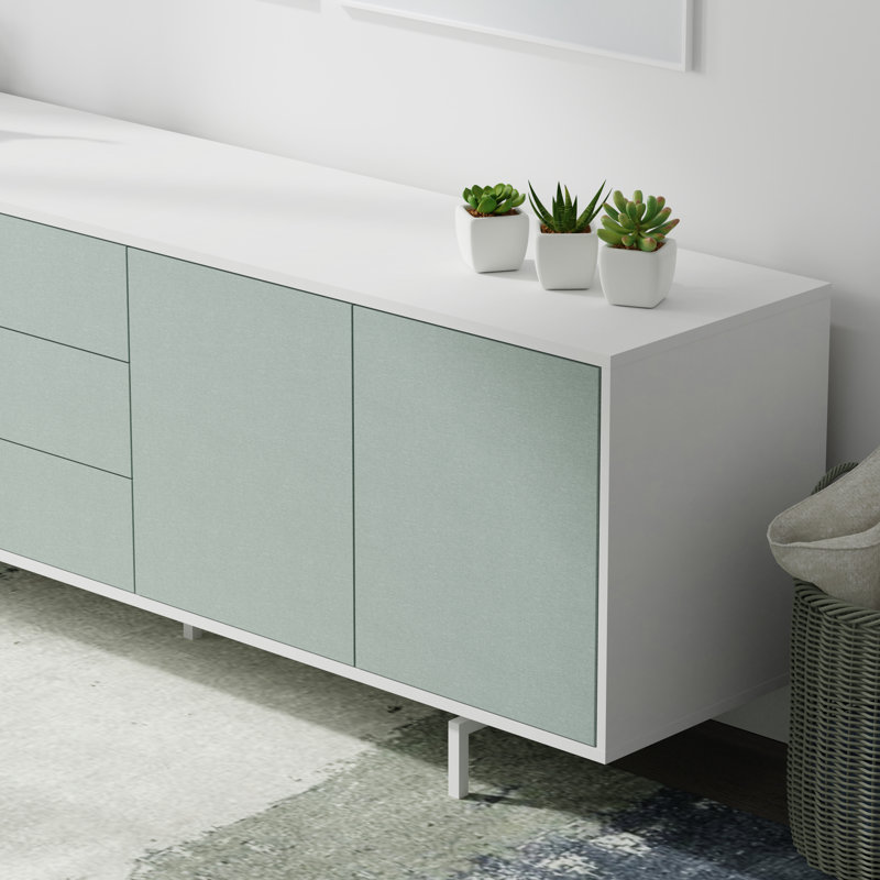 Anirvin Unfinished TV Stand for TVs up to 88", White/Gray
