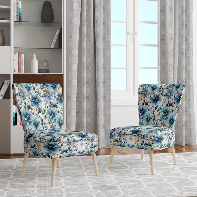 Chaise d'appoint rembourrée Blue Coastal Elegance