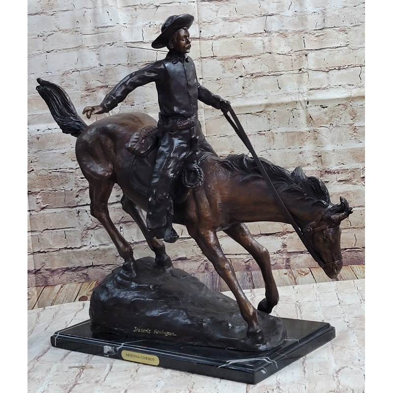 Frederic Remington ARIZONA COWBOY Bronze Sculpture Statue Western Americana 22" x 26"