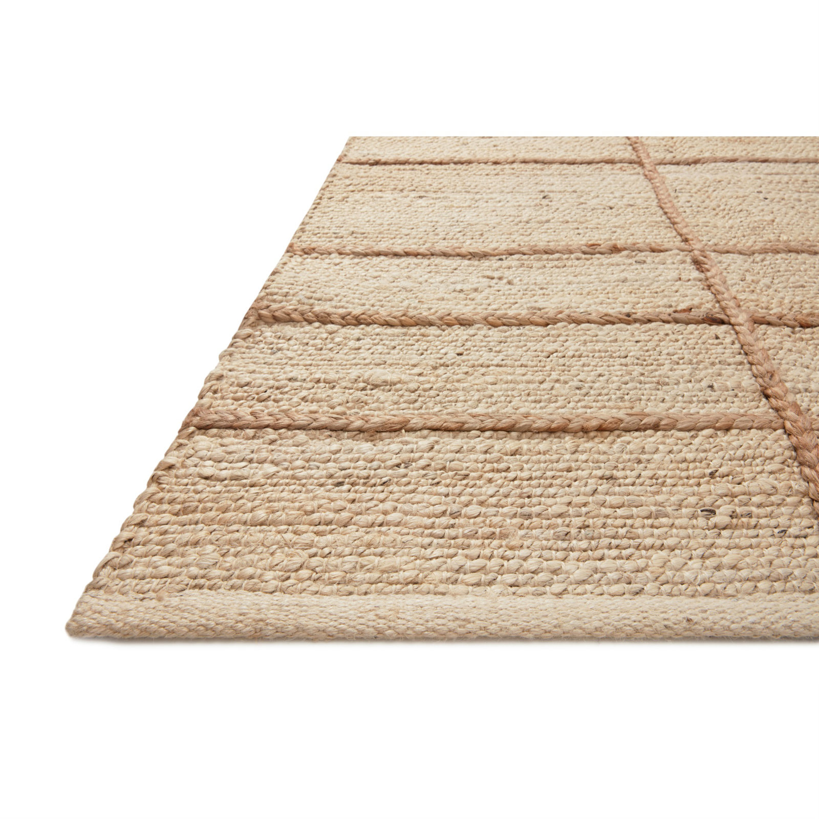 Bement Beige Brown Hand-Woven Geometric Jute Rug, Rectangle 2' x 5'