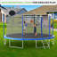Trampoline 14 pi avec panier de basketball et filet de sécurité pour enfants et adultes, bleu