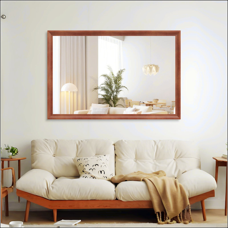 Miroir de salle de bain rectangulaire surdimensionné avec cadre en aluminium pour plusieurs pièces, Noyer
