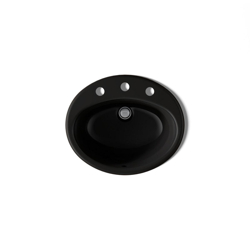 Farmington Metal Oval Drop-In Bathroom Sink with Overflow, Cashmere, 8" Center