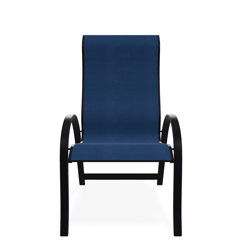 Chaise de patio empilable Hirotaka Supreme, Cobalt 35D Sunbrella®, Noir texturé