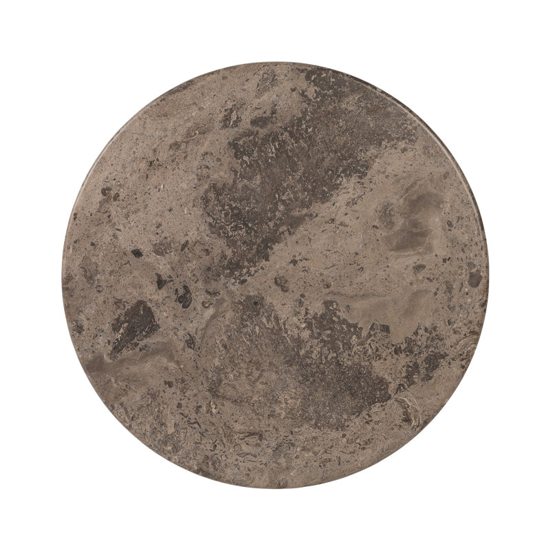 Goetz Bar Table-brown Oak-bar, Warm Gray Marble/Brown Oak, 42.5" H x 32" L x 32" W
