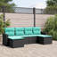 Ebern Designs 6 Piece Patio Sofa Set With Cushions Black Poly Rattan-2046174788-2046174789