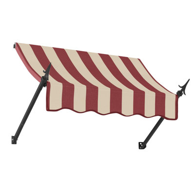 Awntech New Orleans Fixed Awning, 40.5"W x 24"H x 16"D, Burgundy/Tan Stripe