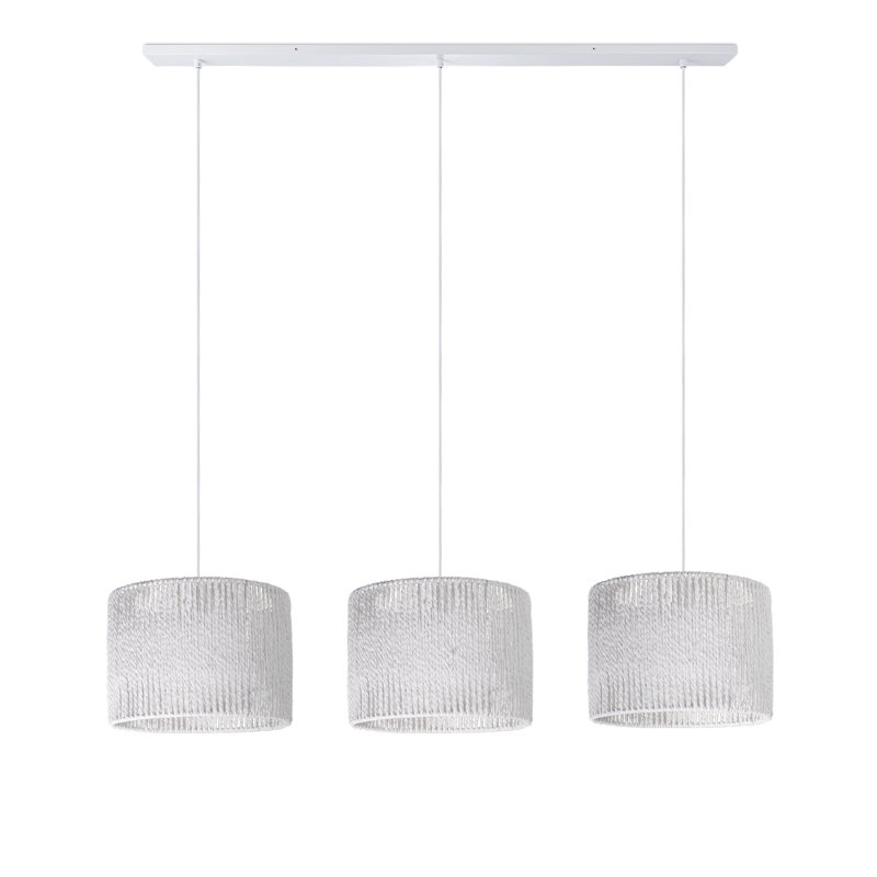 Proberta 3-light drum pendant lamp, Natural, White