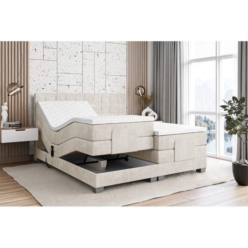 Mariella Pocket Spring Mattress Divan Bed Base, Beige cream, 140 x 200cm