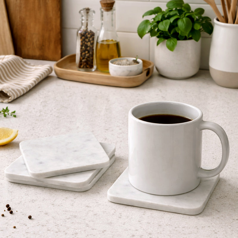 Les sous-verres en marbre blanc de 4 po nusteel (ensemble de 4) sont fabriqués à partir de pierre naturelle véritable, alliant durabilité et élégance. Conçus pour protéger les surfaces contre les déversements et les taches, ils rehaussent tout comptoir de cuisine ou table avec une touche élégante et luxueuse.