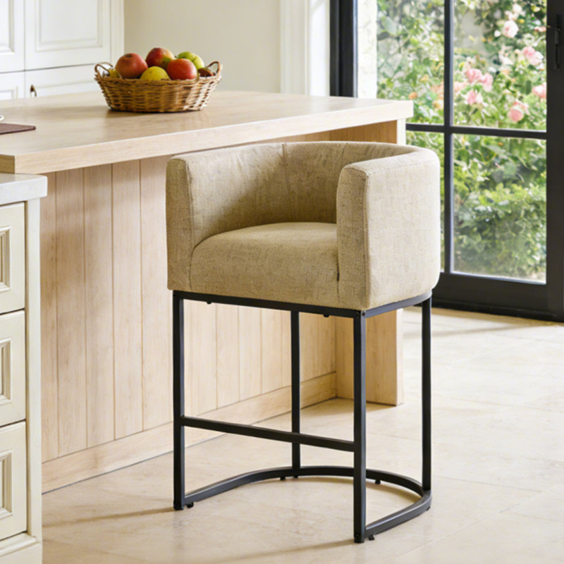 Tabouret de bar 26 po, Camel Seat/Black Frame, 1