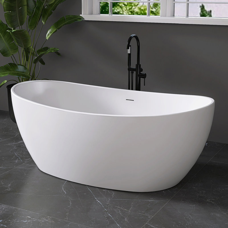 60" x 31" Freestanding Tub Acrylic Soaking Bathtub, White