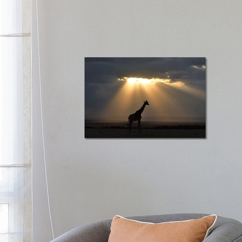 Sunset With Giraffe by Elmar Weiss - Wrapped Canvas Print, 45.72cm H x 66.04cm W x 1.91cm D