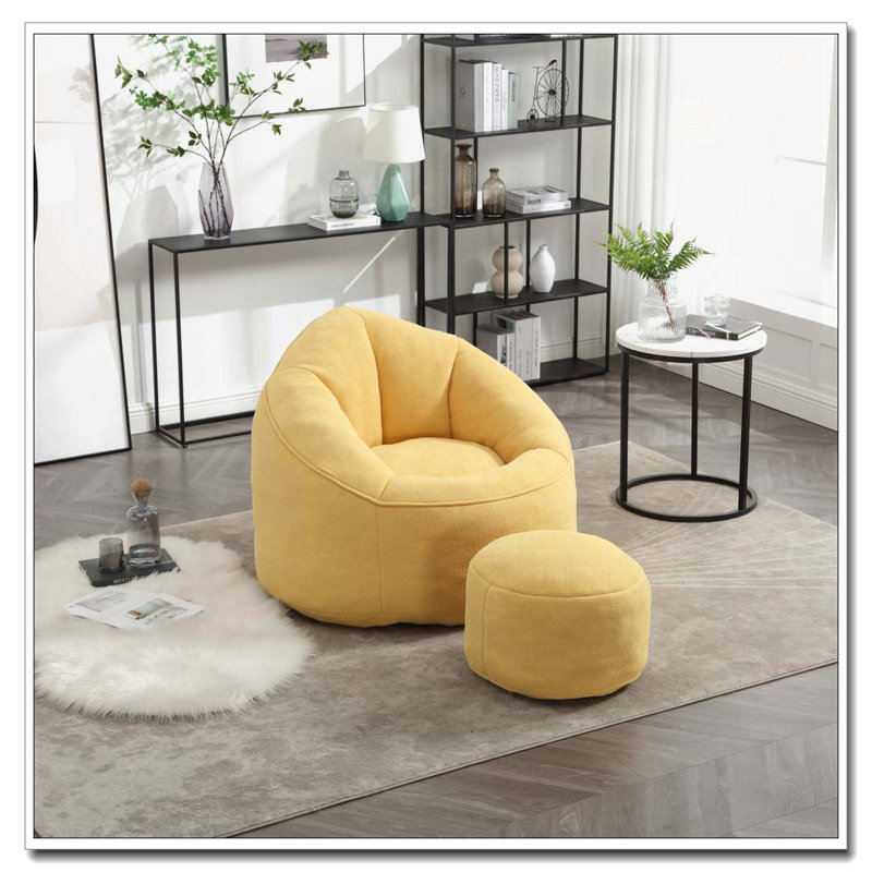 Fauteuil à billes rembourré, Jaune