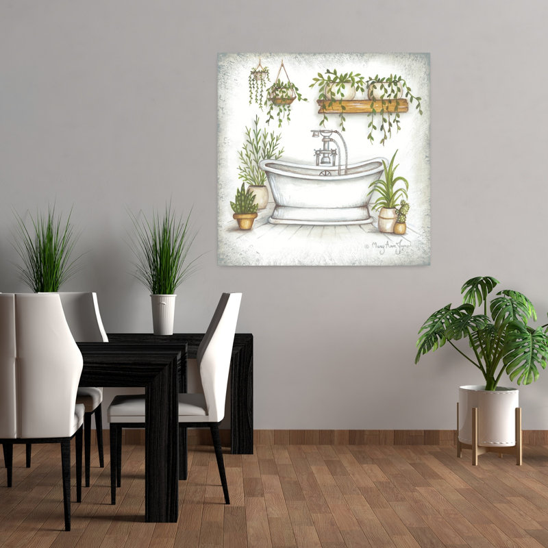 Baignoire, verdure, abstrait, cactus, paysage, art naturel, H 36 po x l 36 po