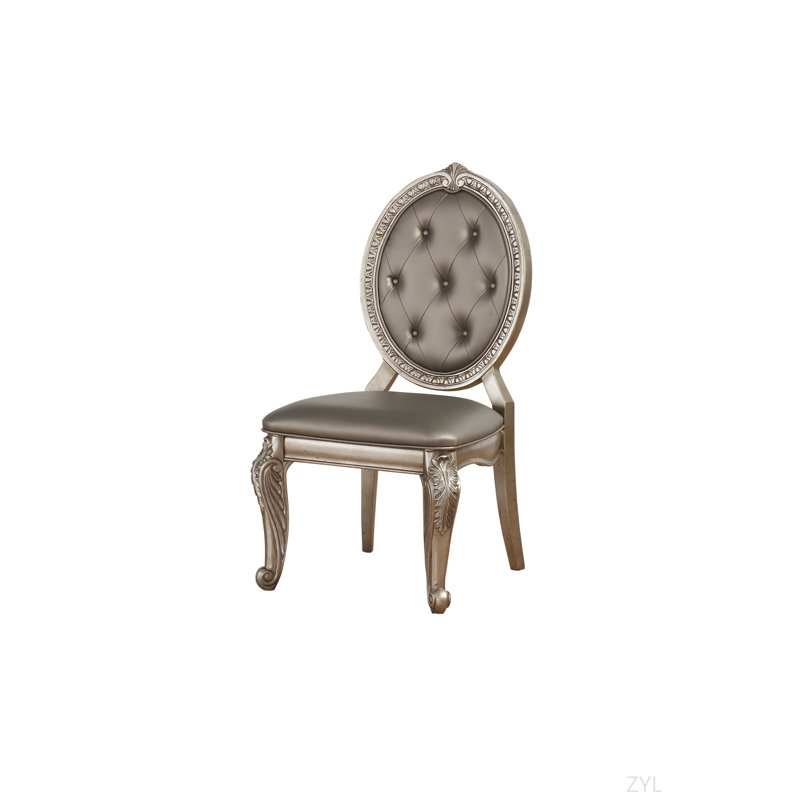 Ensemble de 2 chaises d'appoint en cuir synthétique et finition argent antique