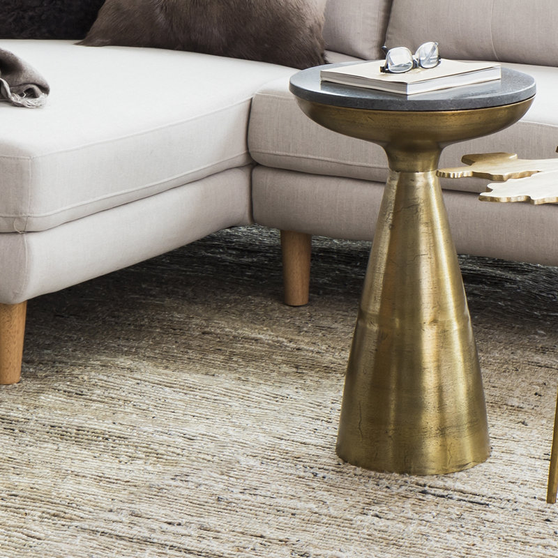 Gravesend End Table, Black, Brass