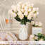 80 pièces de fleurs artificielles roses en vrac avec longue tige, roses en soie, bouquet de fausses fleurs réalistes pour le mariage