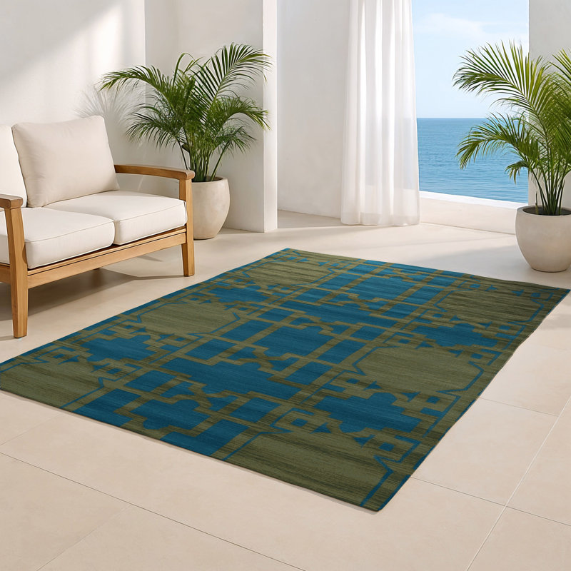 Trellis Brown Indoor and Outdoor Area Rug, Rectangle 8' x 10'