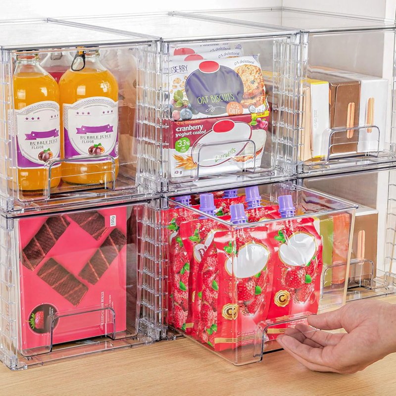 2 Pack Large Stackable Storage Drawers,Clear Acrylic Drawer Organizers With Handles, Easily Assemble For Bathroom,Kitchen Undersink,Cabinet,Closet,Makeup,Pantry Organization And Storage