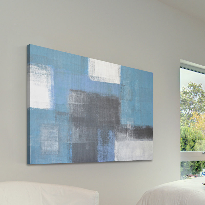 «Gray Meets Blue Modern Art II», reproduction de Marmont Hill, Toile avec cadre noir, H 8 po x l 12 po x P 1 po