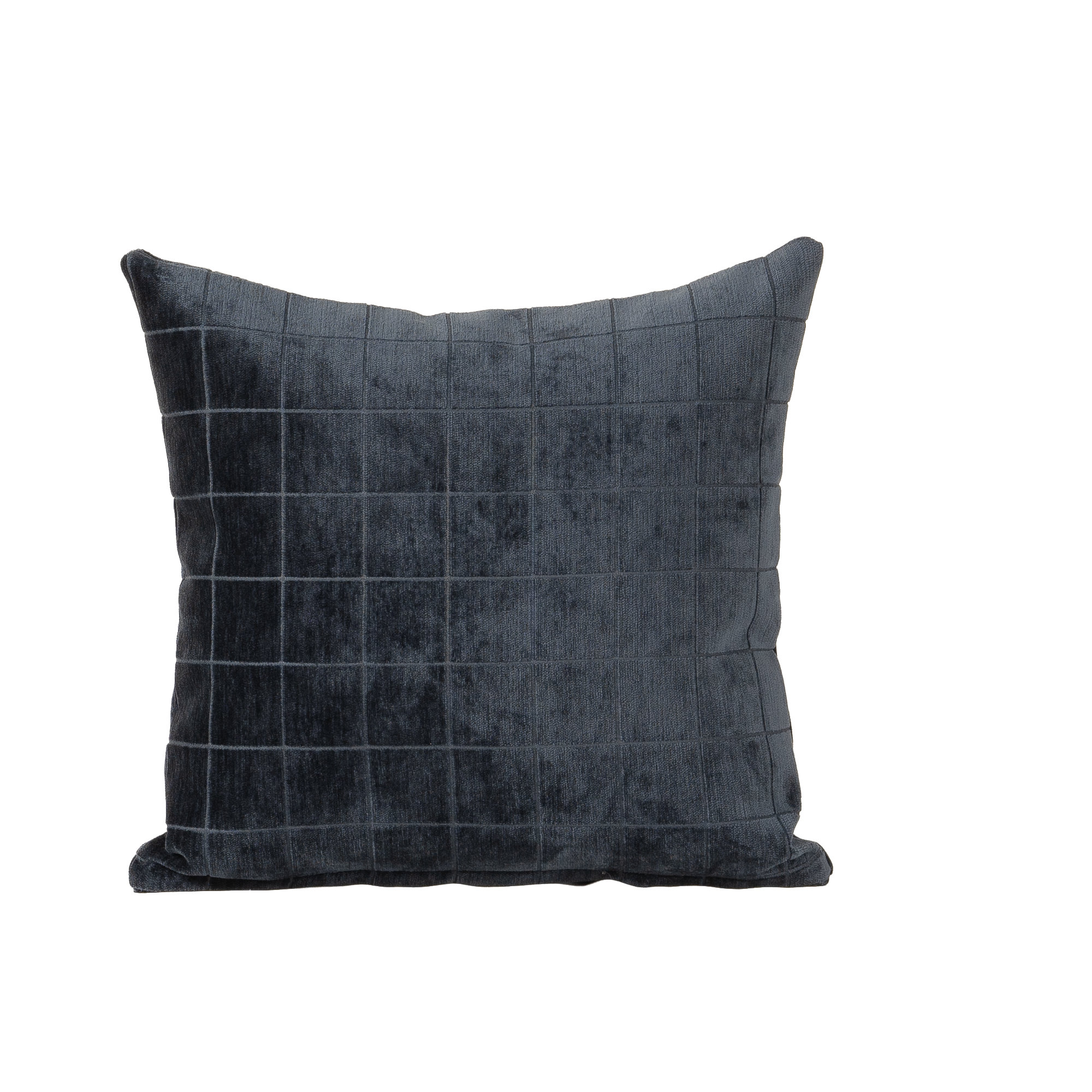 Otterville Velvet Grid Throw Pillow, Polyester, 18"H x 18"W, Navy Geometric